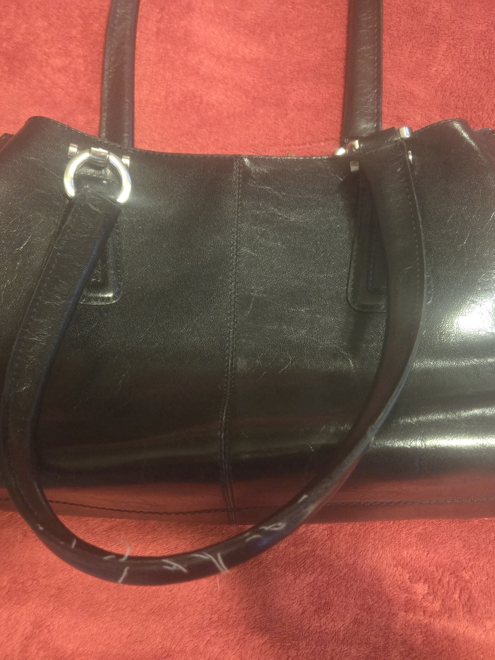 Classic Black Leather Liz Claiborne Tote Bag - Women's Shoulder Handbag